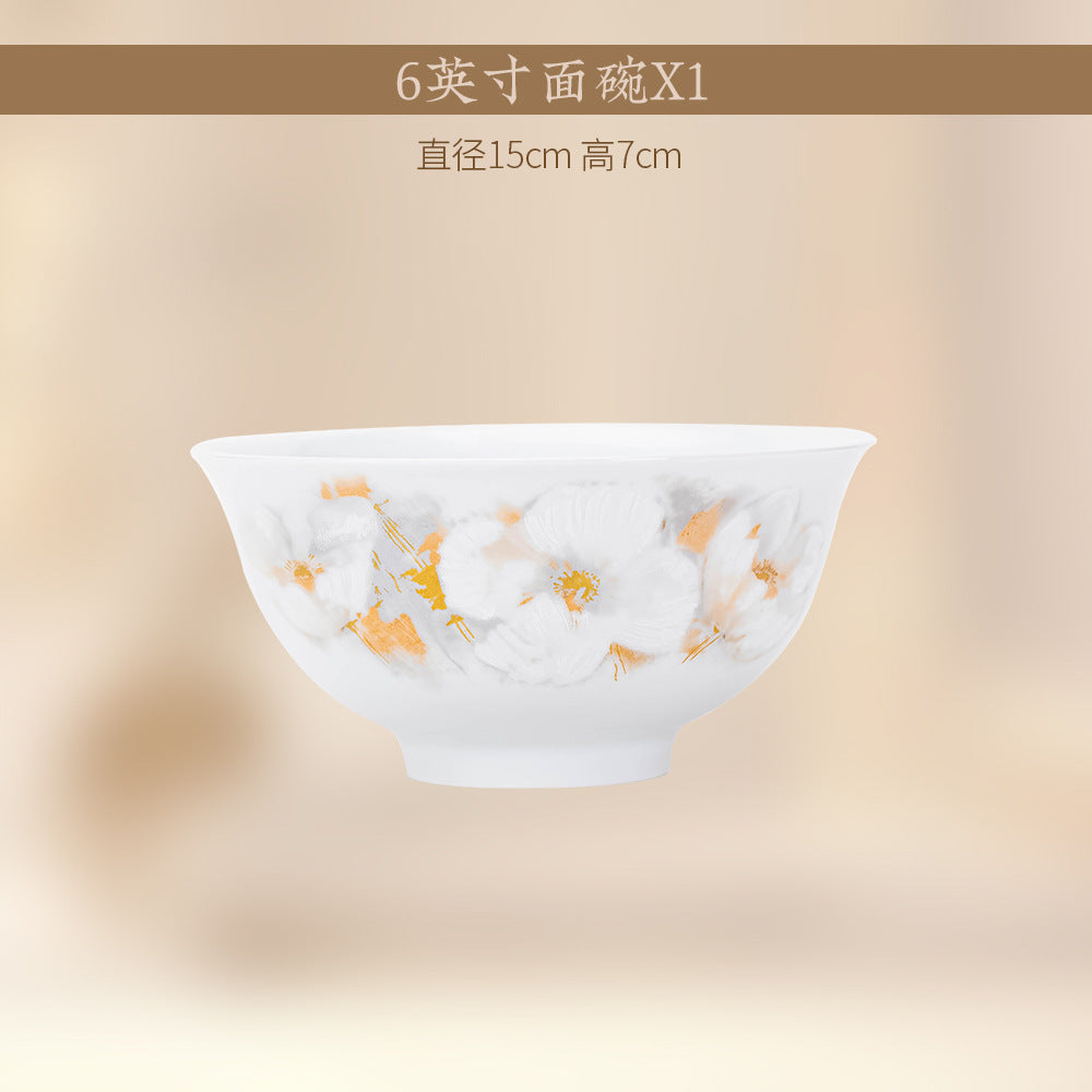 Liu Jin Hua Kai gold blossom white porcelain bowl side profile
