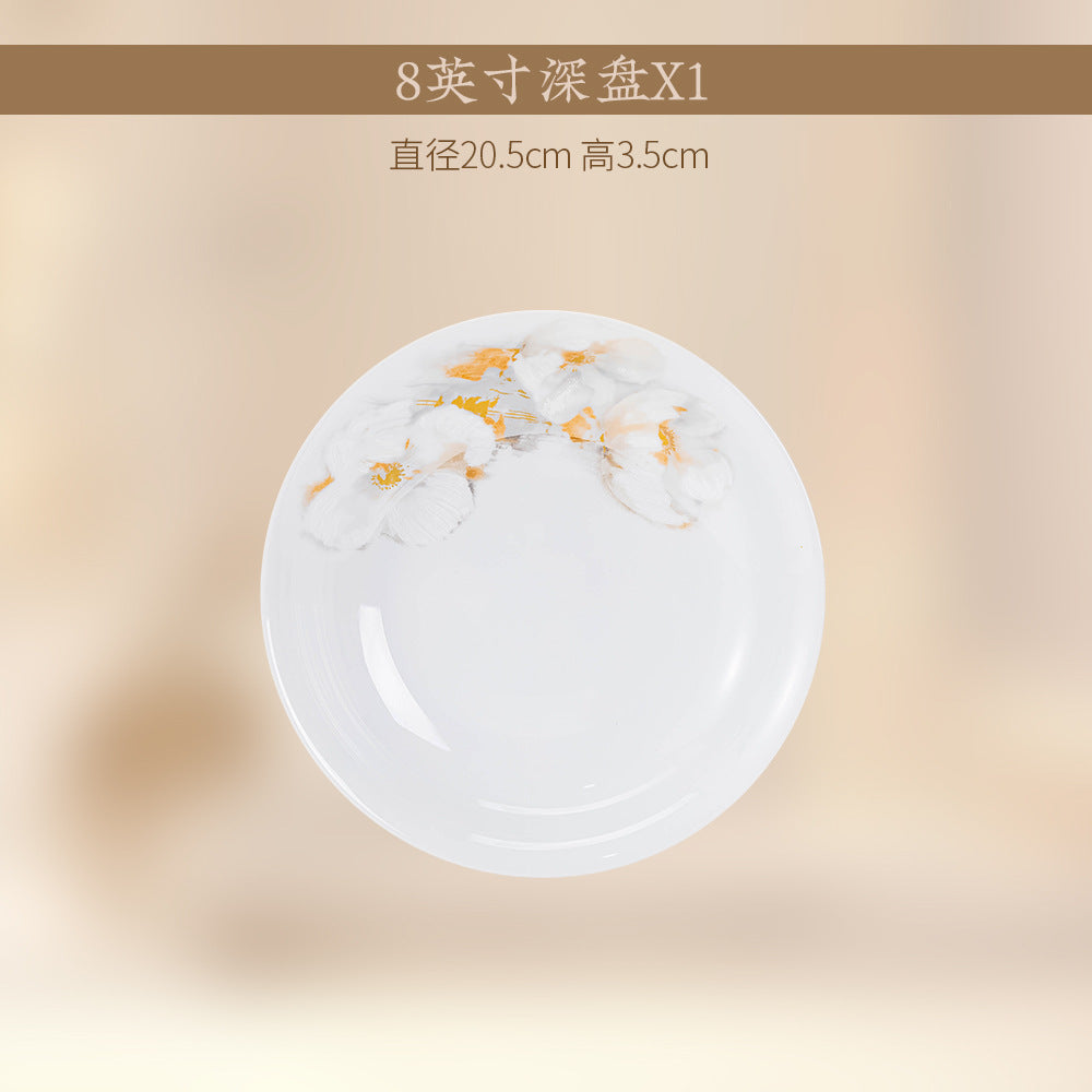 Liu Jin Hua Kai gold blossom porcelain deep plate detail