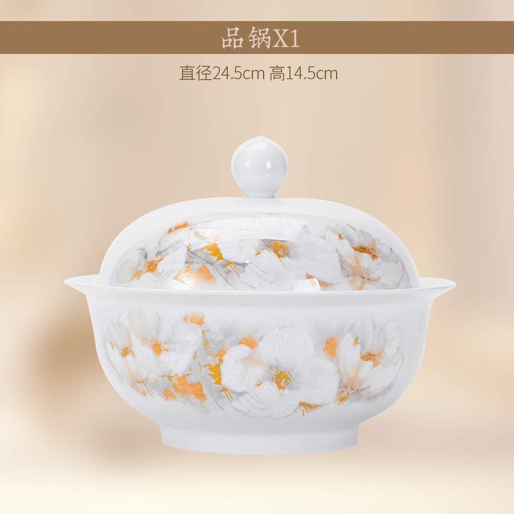 Liu Jin Hua Kai covered serving tureen size and design detail