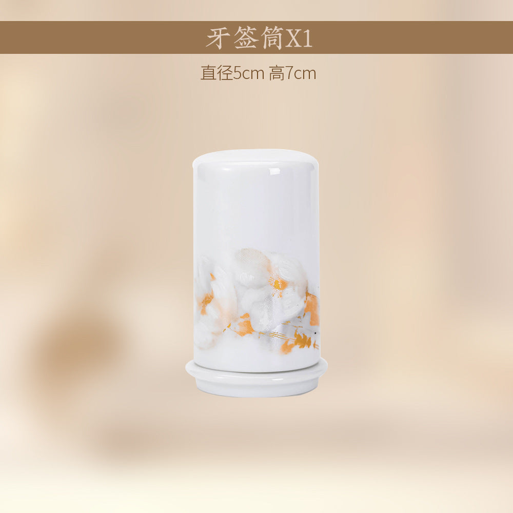 Liu Jin Hua Kai porcelain toothpick holder with gold blossom decoration
