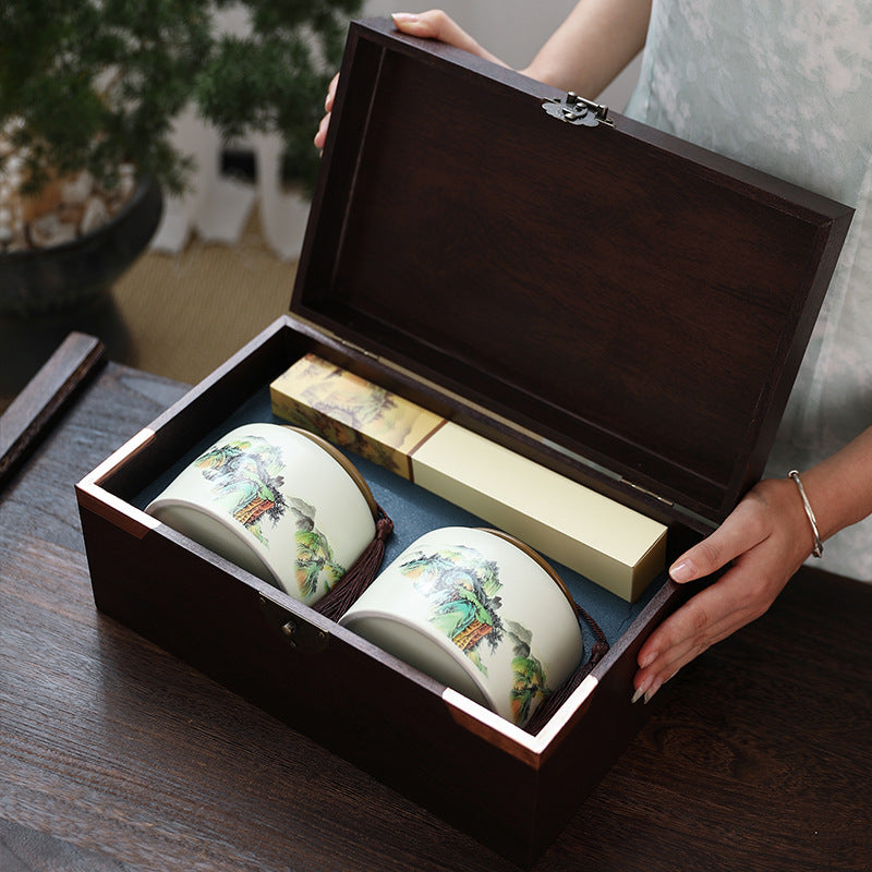 Premium Hangzhou Longjing green tea ceramic jar presentation
