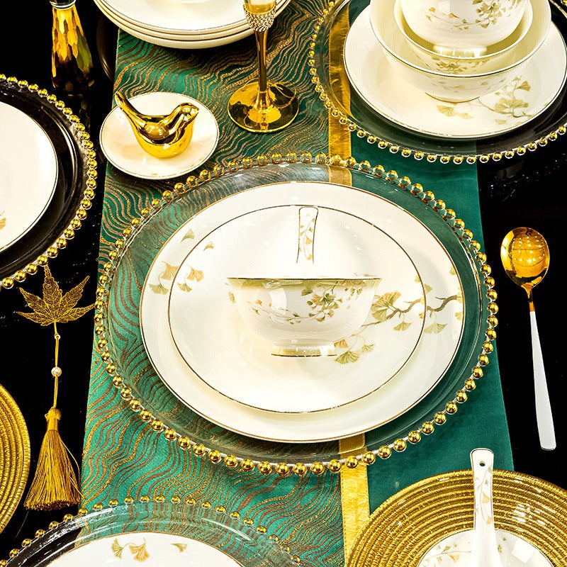 Lucky Star botanical gold bone china lifestyle place setting