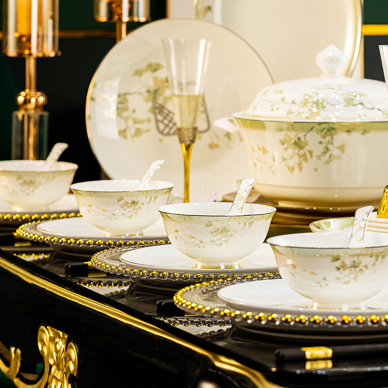 Lucky Star botanical gold bone china table setting