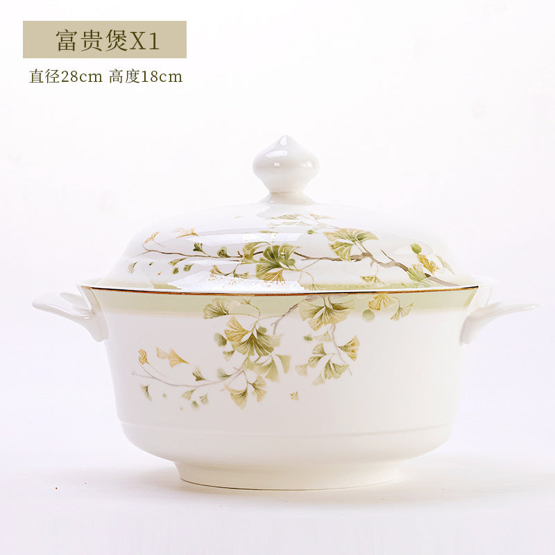Lucky Star botanical gold covered serving tureen size reference