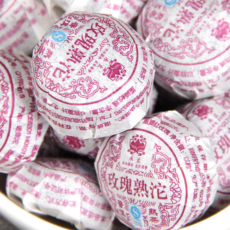 Menghai Rose Ripe Pu-erh Mini Tuocha 500g 玫瑰熟沱 individually wrapped floral shou puer