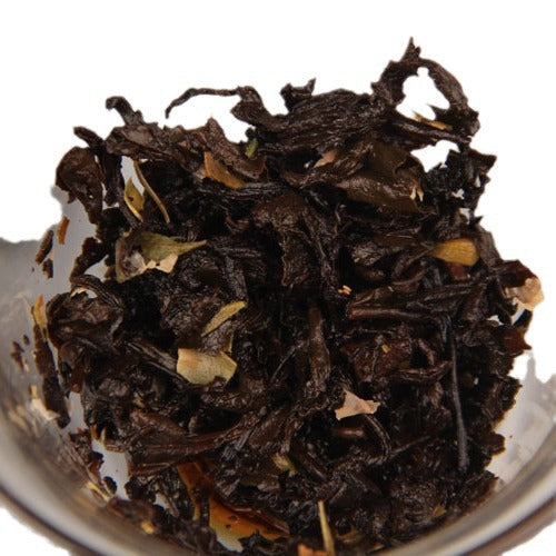 Infused Rose Ripe Pu-erh leaves with rose flower pieces 玫瑰熟普 叶底