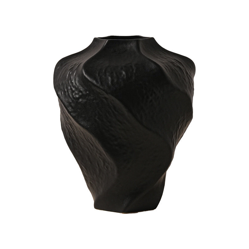Black small mountain spiral ceramic vase product view