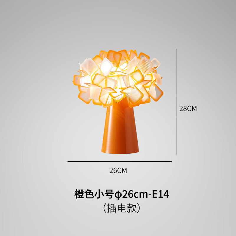 Orange small petal flower table lamp, plug-in version