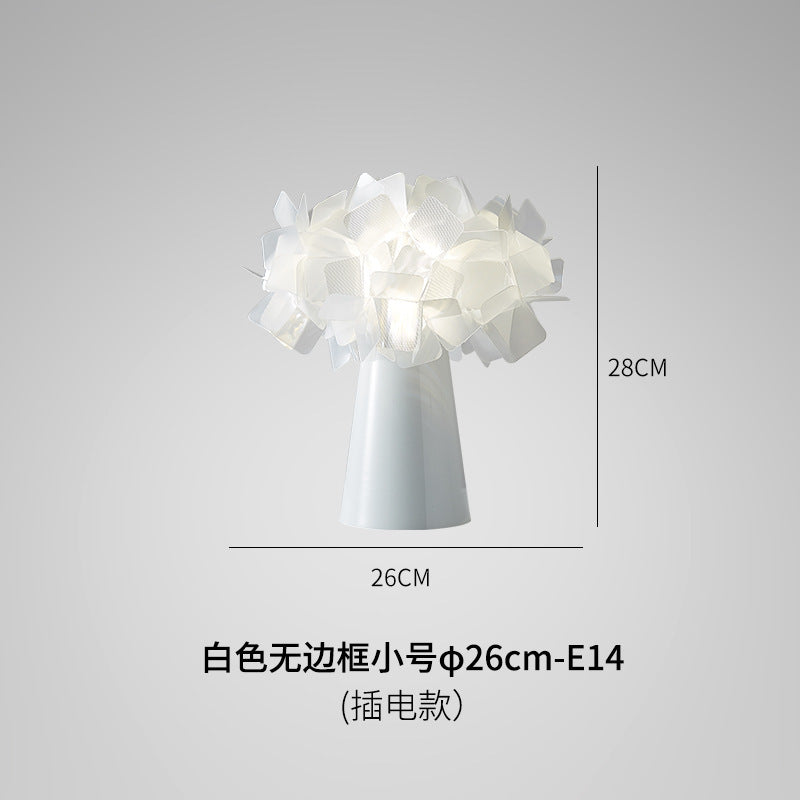 White frameless small petal flower table lamp, plug-in version