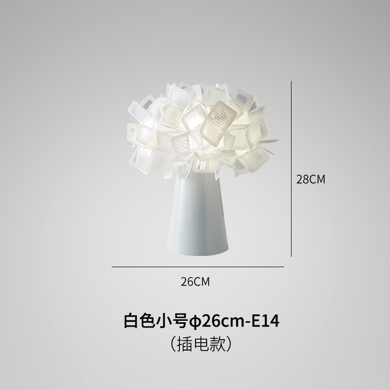 White small petal flower table lamp, plug-in version