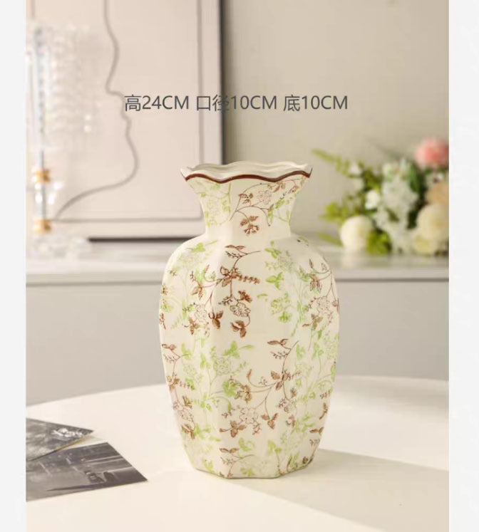 Sage Garden scalloped ceramic vase, Large 24 cm