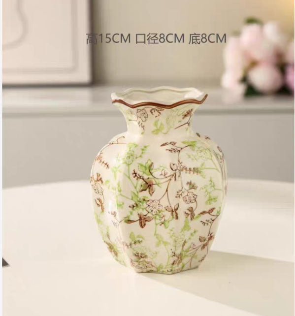 Sage Garden scalloped ceramic vase, Small 14.5 cm