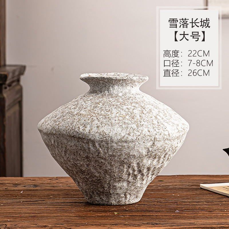 Snowfall speckled ceramic low shoulder vase, Large 22 cm