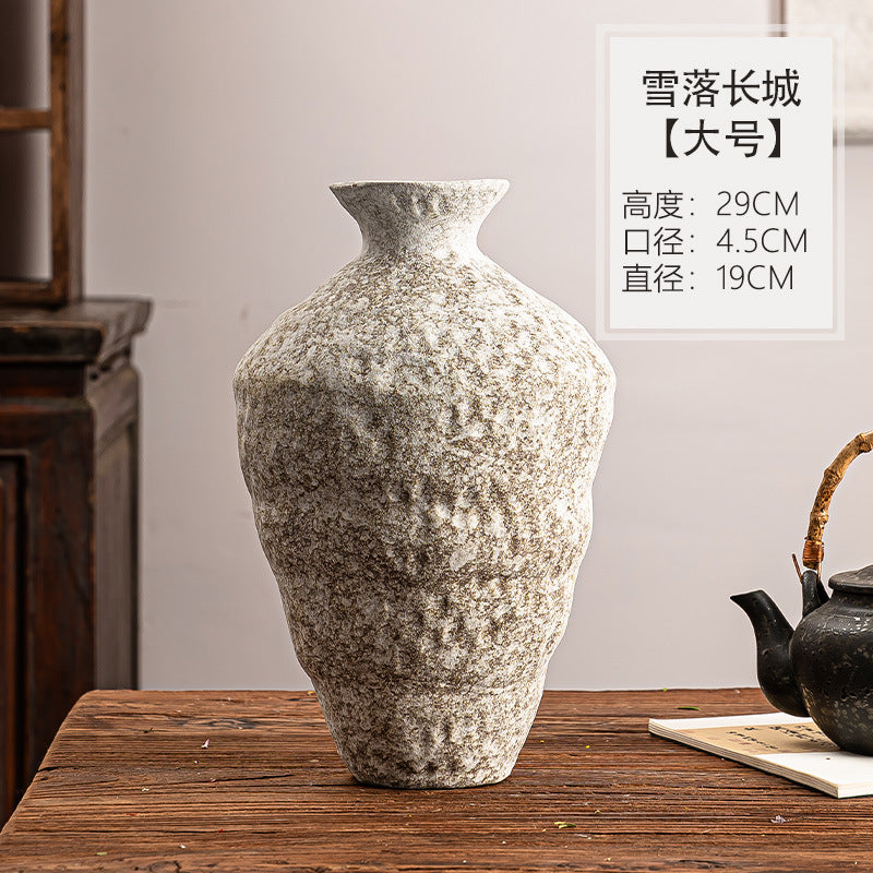 Snowfall textured ceramic sculpted neck vase, Large 29 cm