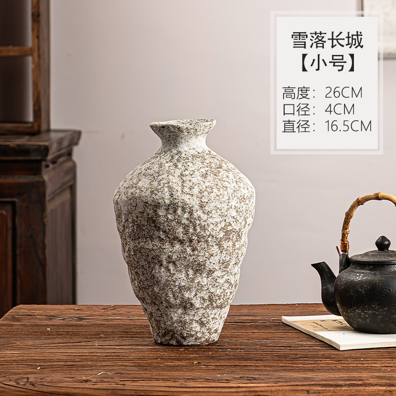 Snowfall textured ceramic sculpted neck vase, Small 26 cm