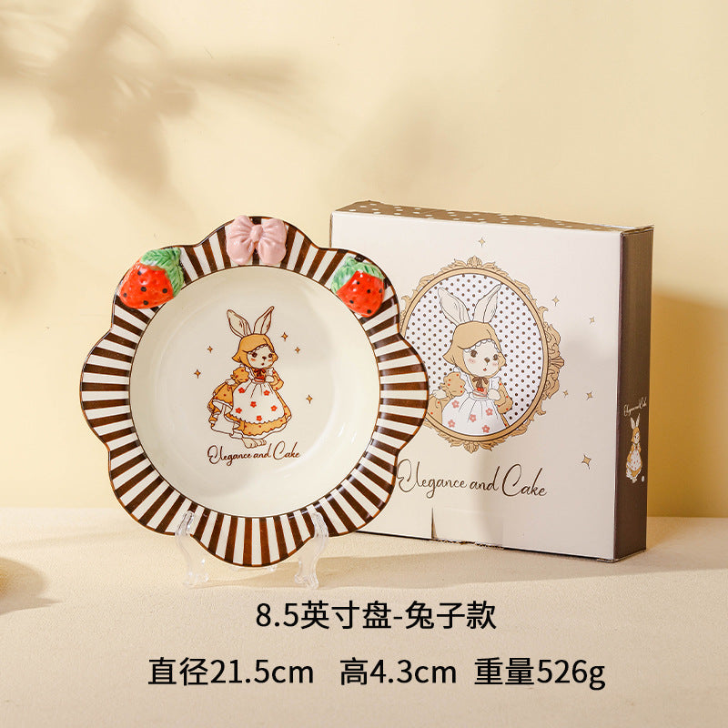 Sophie Rabbit 8.5-inch ceramic plate with strawberry detail and gift box