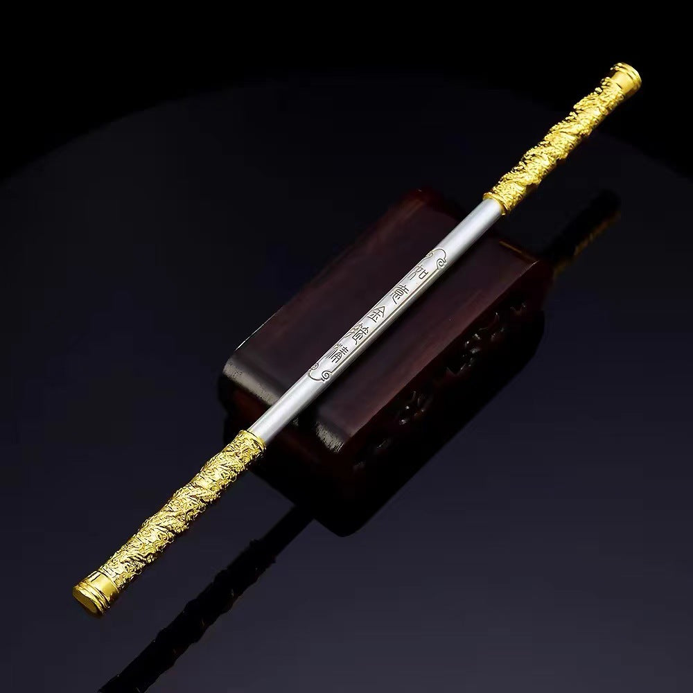 Ruyi Jingu Bang golden staff ornament inspired by Sun Wukong, 12 cm Journey to the West display accessory