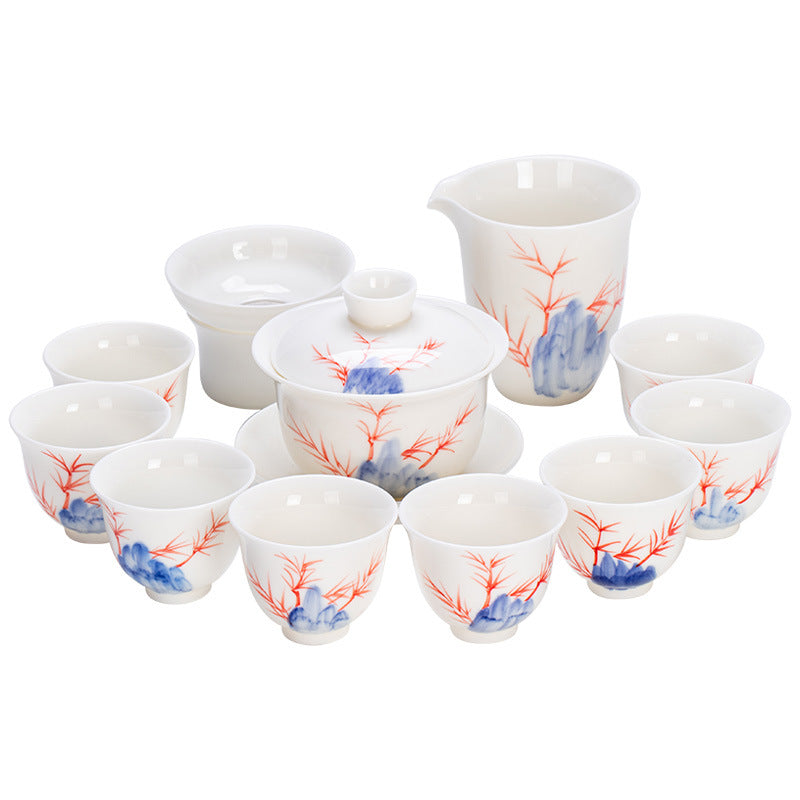 Hand-Painted Lard-White Porcelain Tea Ceremony Set
