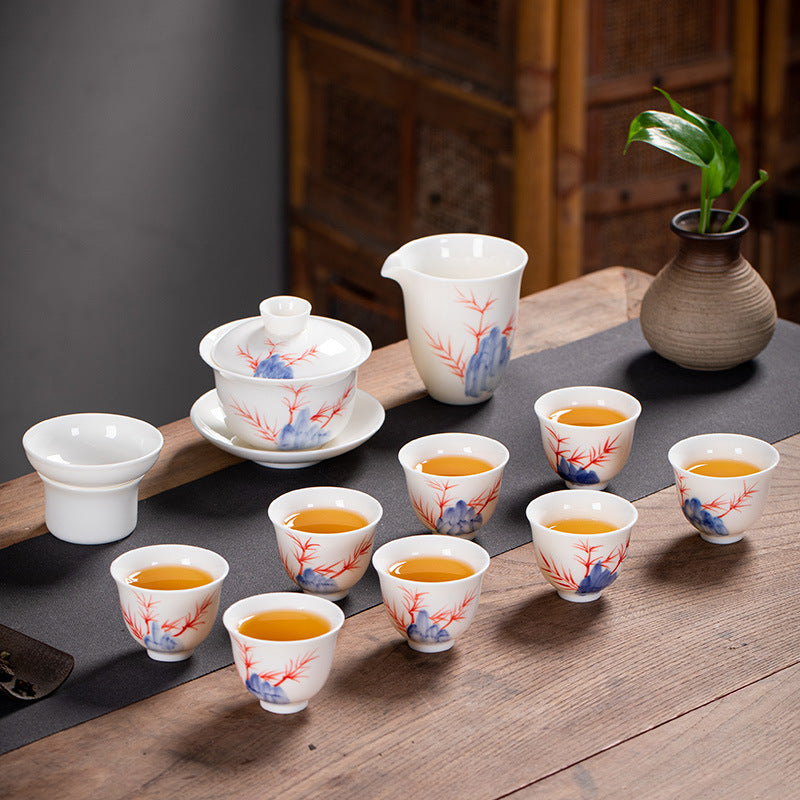 Hand-Painted Lard-White Porcelain Tea Ceremony Set