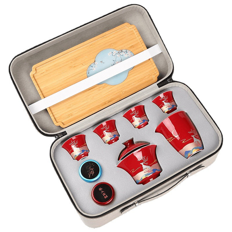 Dehua 10-Piece Portable Travel Tea Set with Case
