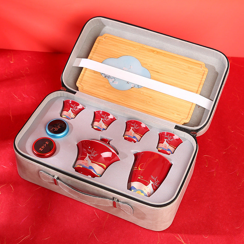 Dehua 10-Piece Portable Travel Tea Set with Case