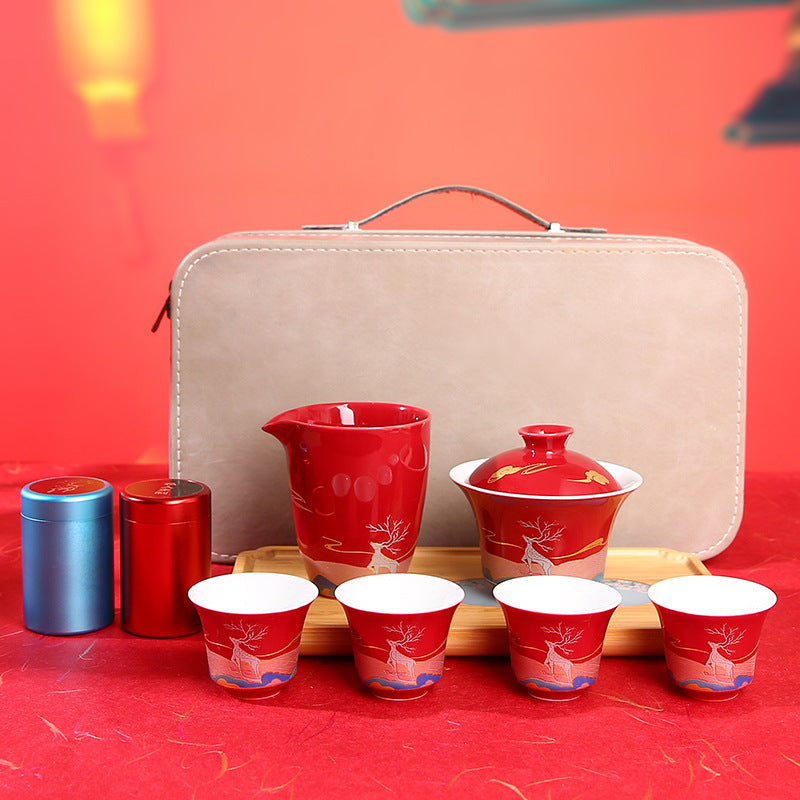 Dehua 10-Piece Portable Travel Tea Set with Case