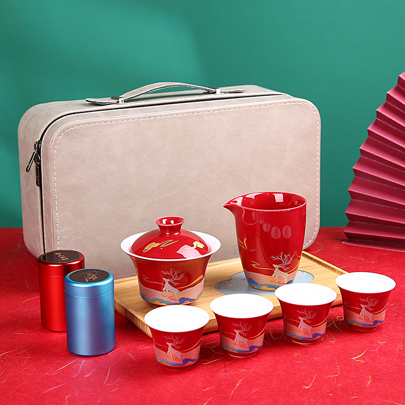 Dehua 10-Piece Portable Travel Tea Set with Case
