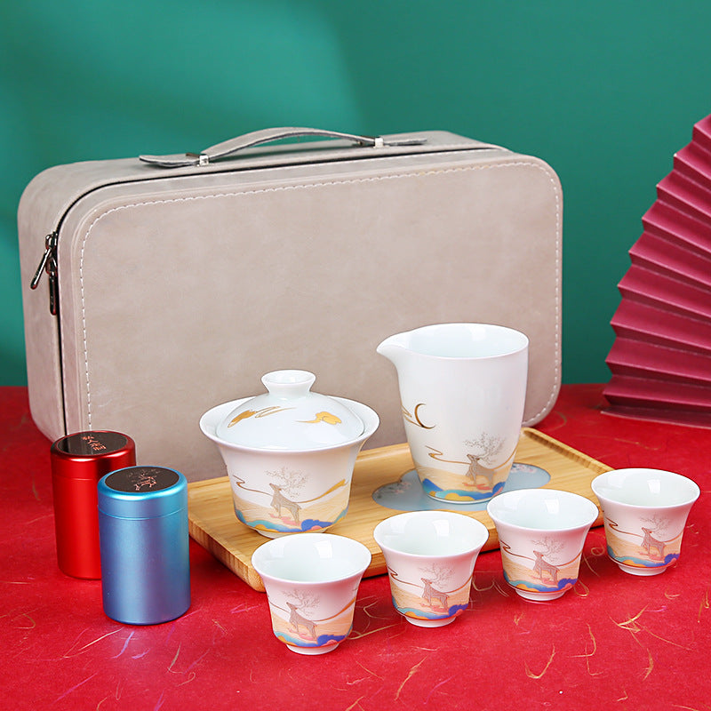 Dehua 10-Piece Portable Travel Tea Set with Case