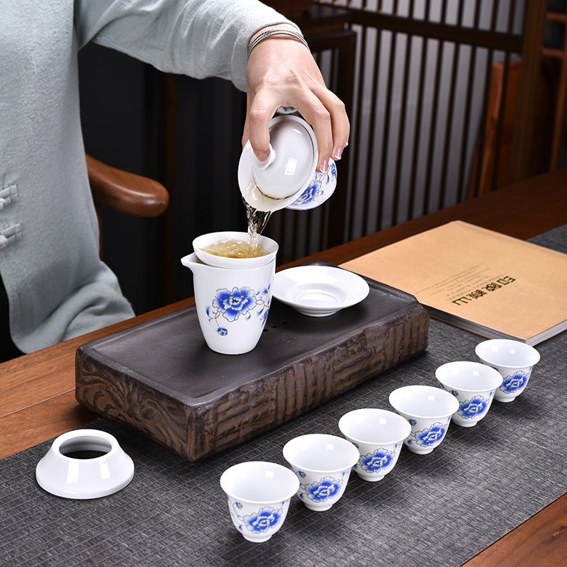 Thousand Miles Landscape White Porcelain Gongfu Tea Set