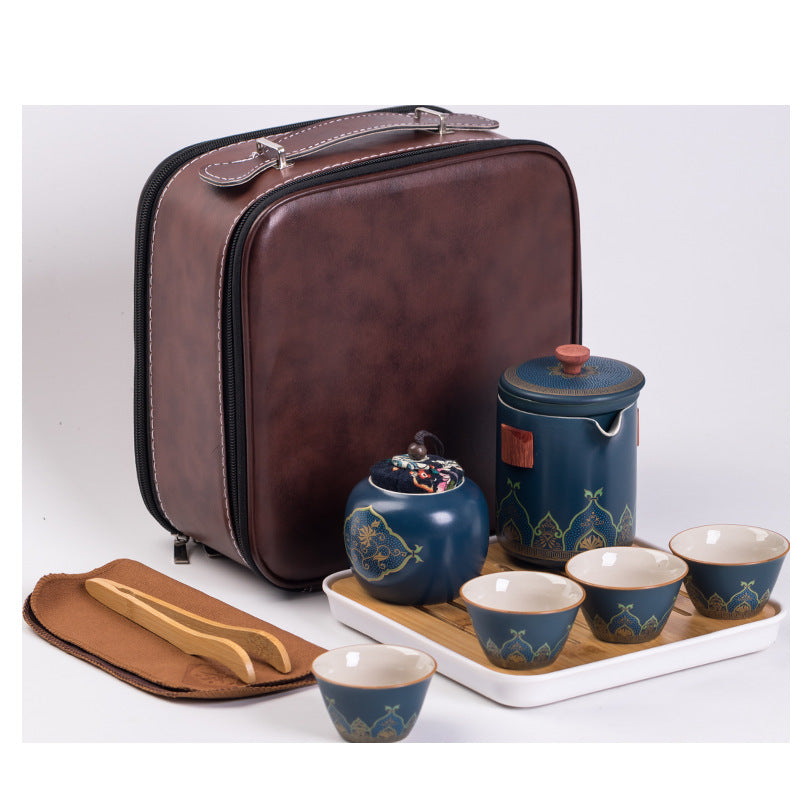 Portable Quick-Cup Travel Tea Set (1 Pot, 4 Cups)