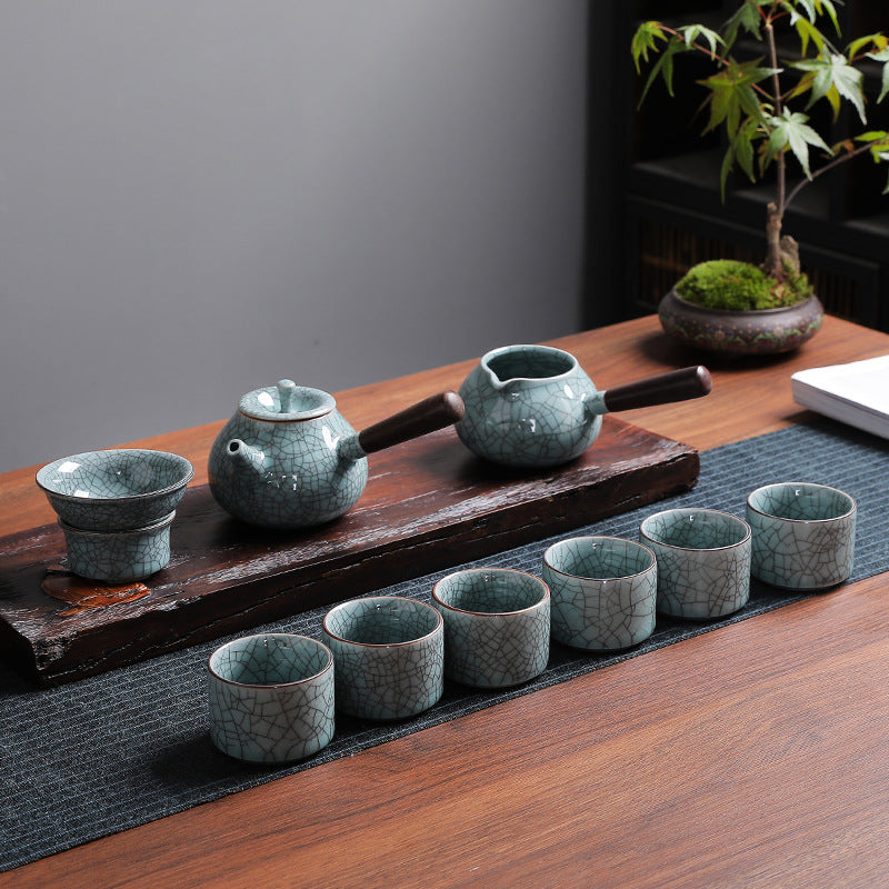 Earthworm Crawling Texture Kiln-Transformed Tea Set