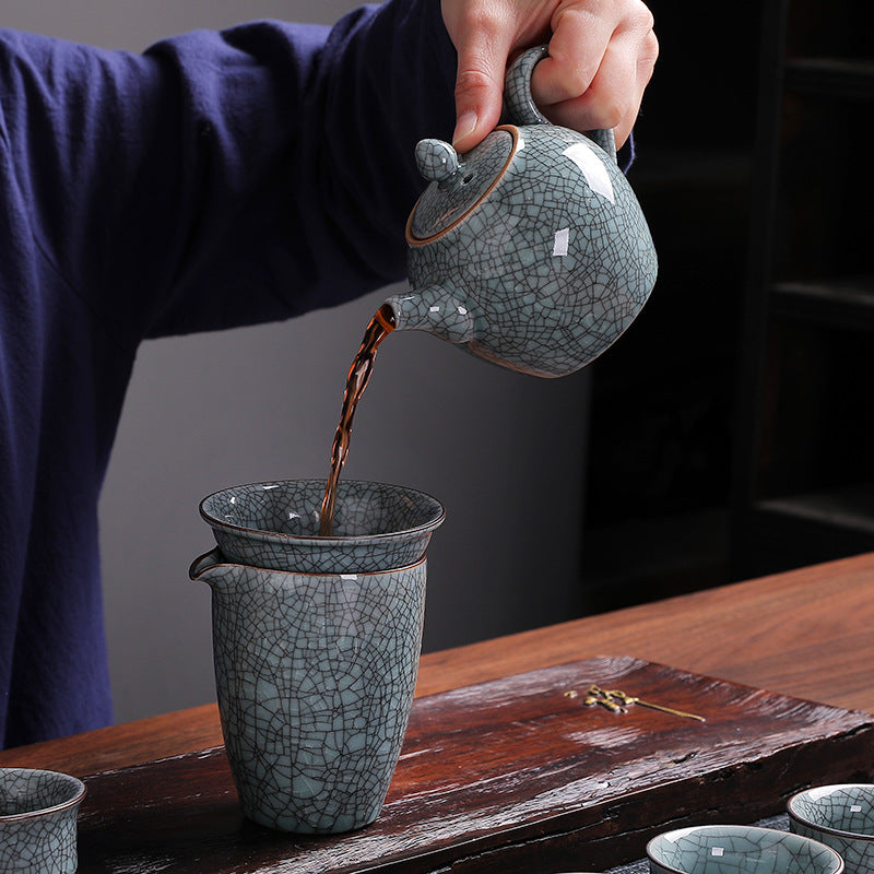 Earthworm Crawling Texture Kiln-Transformed Tea Set