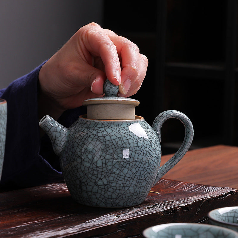 Earthworm Crawling Texture Kiln-Transformed Tea Set