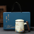 Immortal Crane Porcelain Tea Infuser Mug with Lid - 380ml