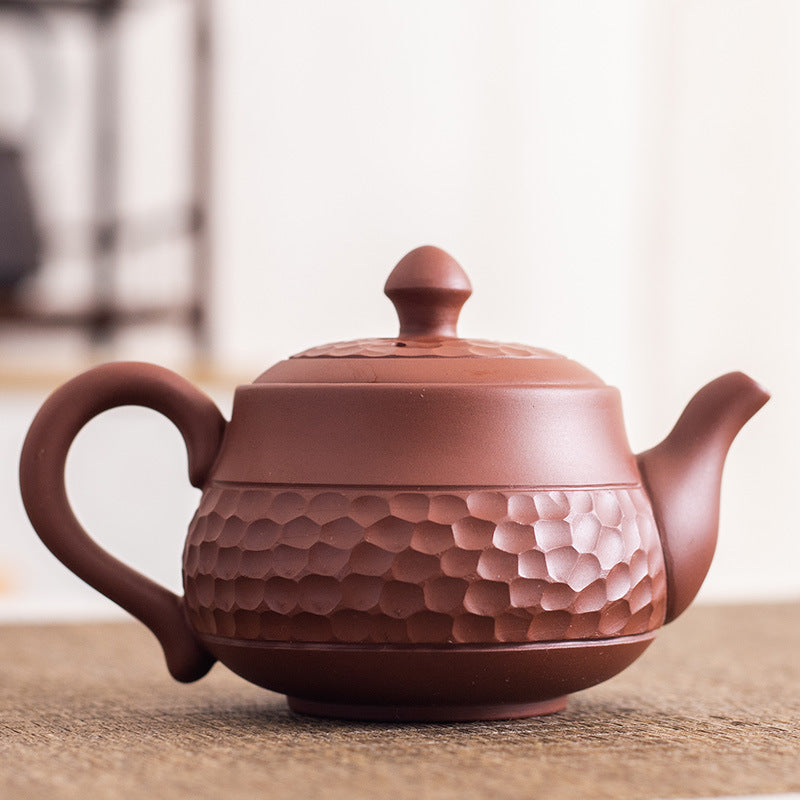 Large Hand-Carved Chattered Xishi Yixing Teapot - 240ml