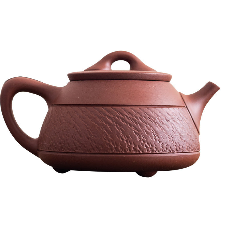 Large Hand-Carved Chattered Xishi Yixing Teapot - 240ml