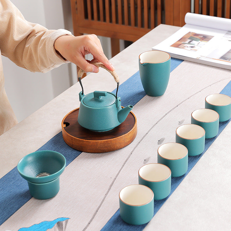 Dehua 10-Piece Rustic Stoneware Stove Tea Ceremony Set