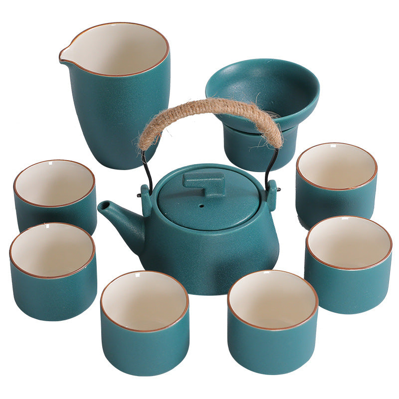 Dehua 10-Piece Rustic Stoneware Stove Tea Ceremony Set