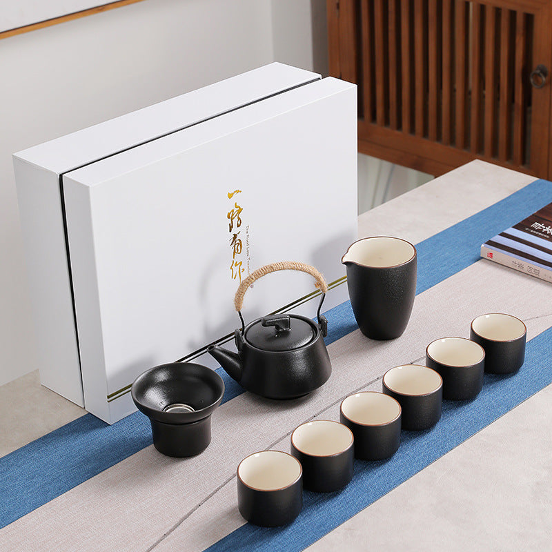 Dehua 10-Piece Rustic Stoneware Stove Tea Ceremony Set