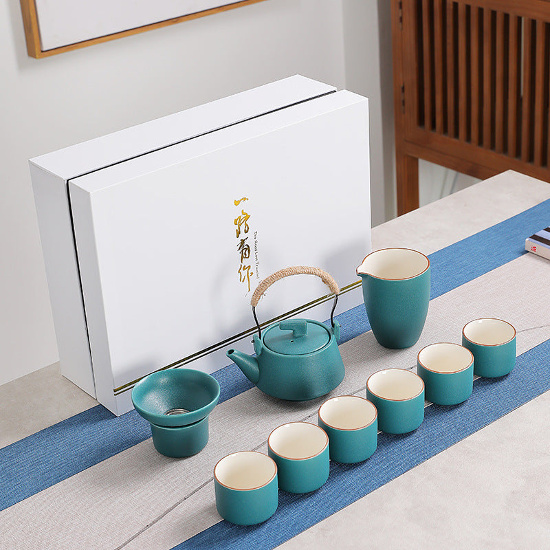 Dehua 10-Piece Rustic Stoneware Stove Tea Ceremony Set