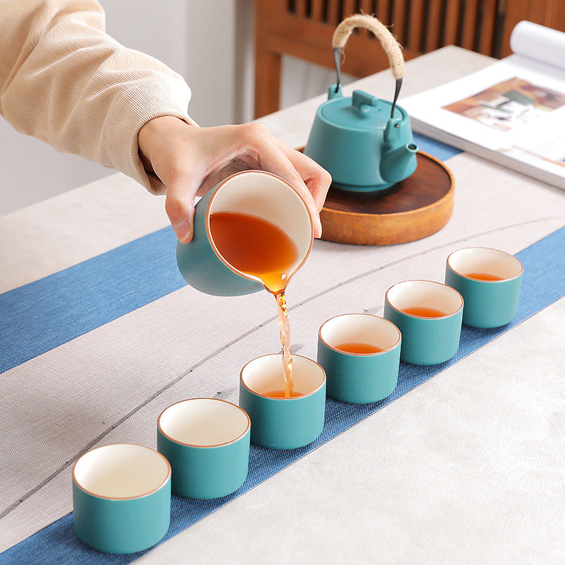 Dehua 10-Piece Rustic Stoneware Stove Tea Ceremony Set