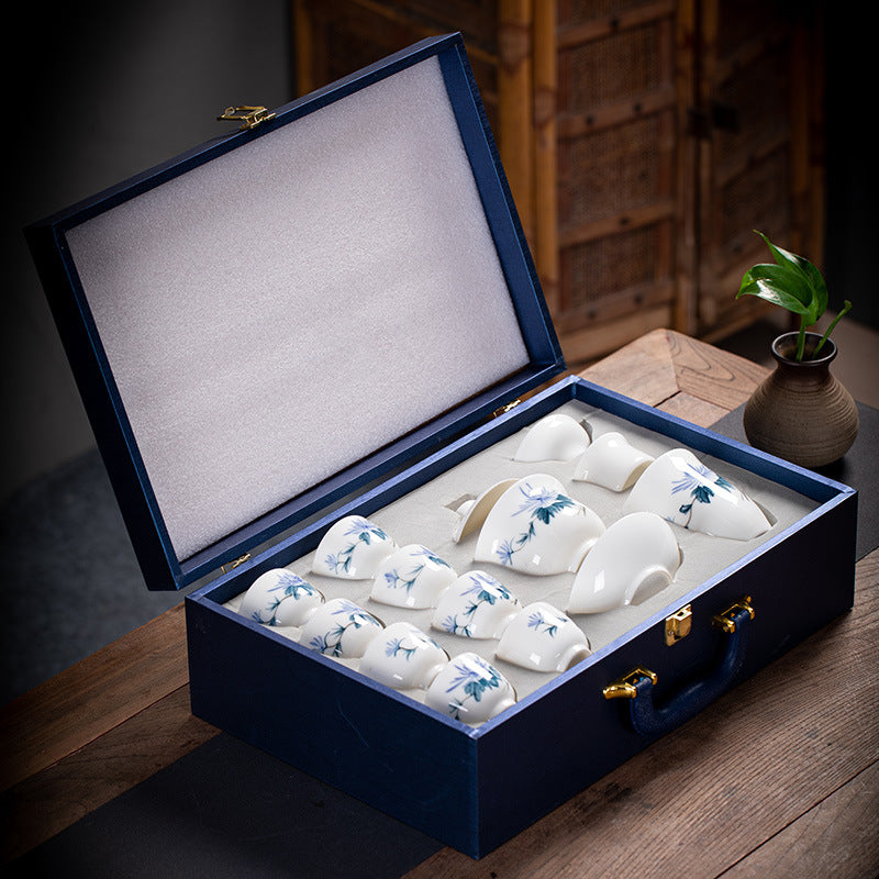 Hand-Painted Lard-White Porcelain Tea Ceremony Set