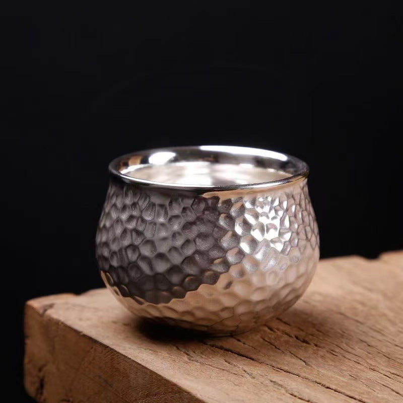 Pure Ag999 Silver-Gilded Gongfu Teapot & Cup Set