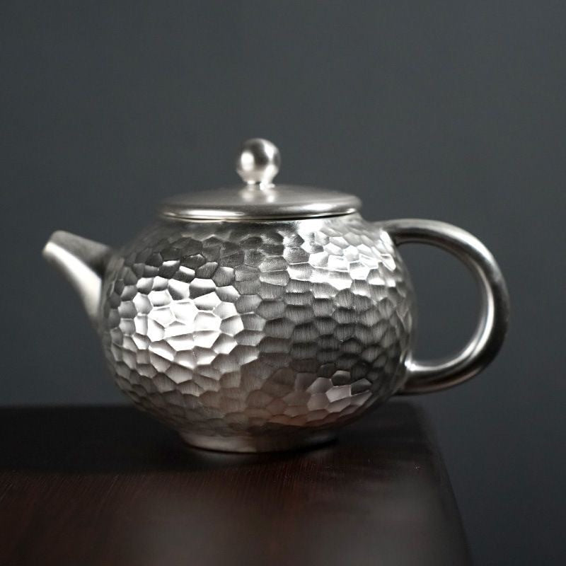 Pure Ag999 Silver-Gilded Gongfu Teapot & Cup Set
