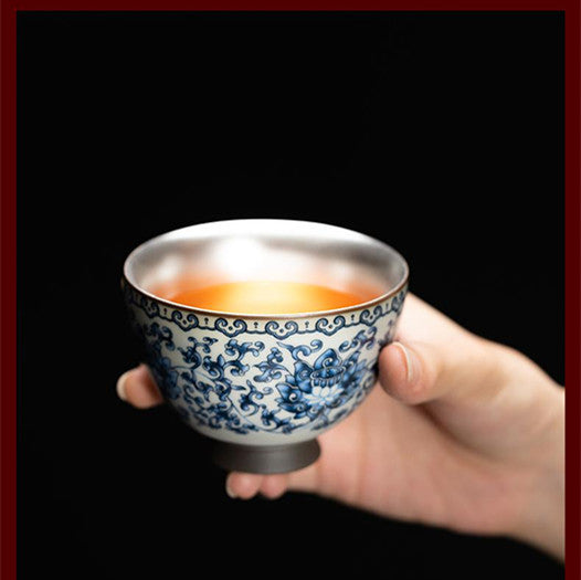 Hammered Texture Pure Ag999 Silver Master Tasting Cup - 70ml