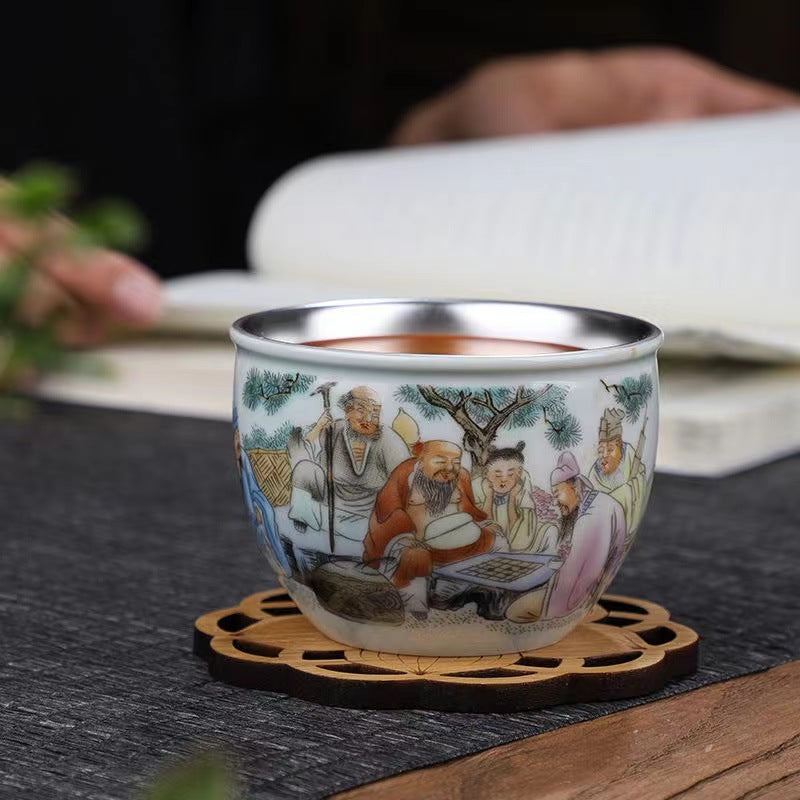 Hammered Texture Pure Ag999 Silver Master Tasting Cup - 70ml
