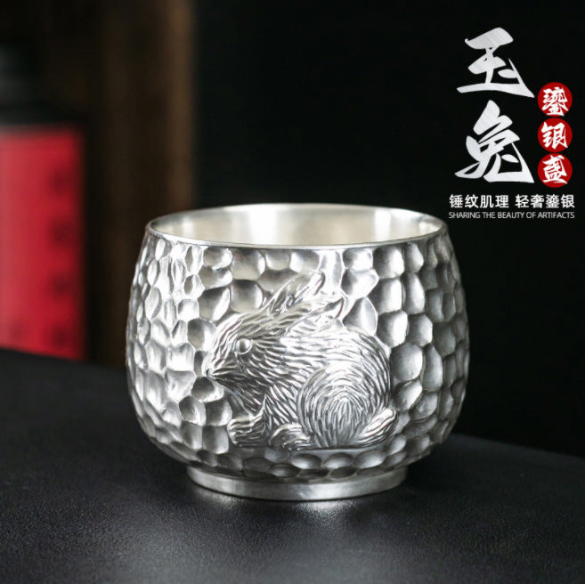 Hammered Texture Pure Ag999 Silver Master Tasting Cup - 70ml