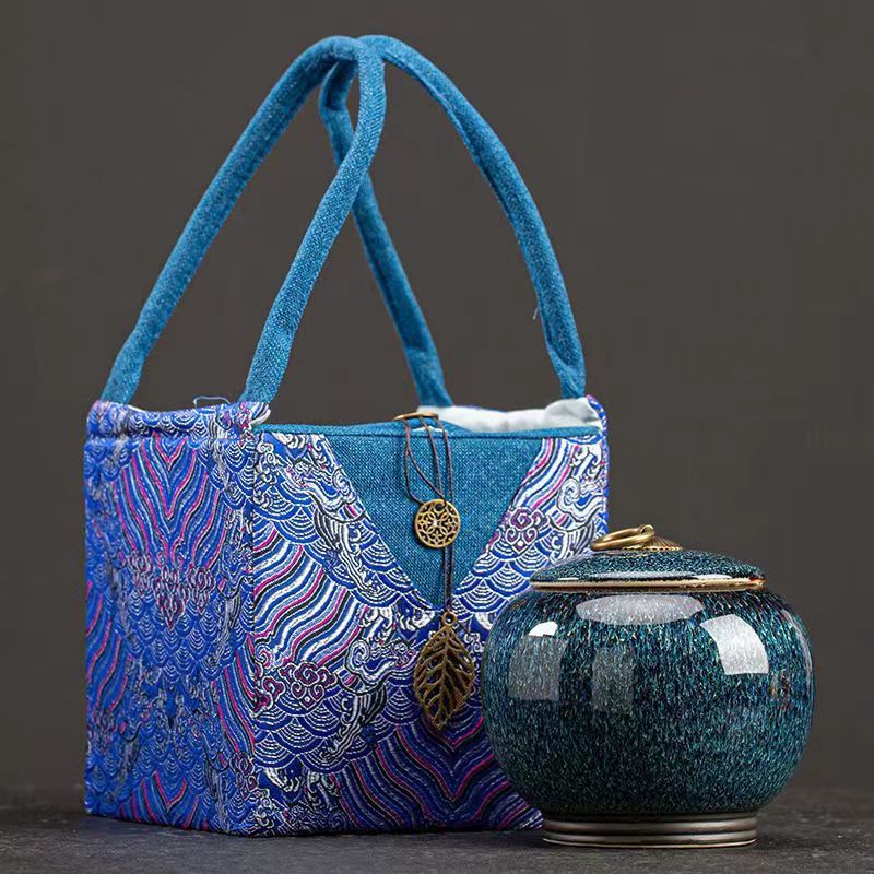 Kiln-Transformed Tenmoku Ceramic Tea Caddy - 250g