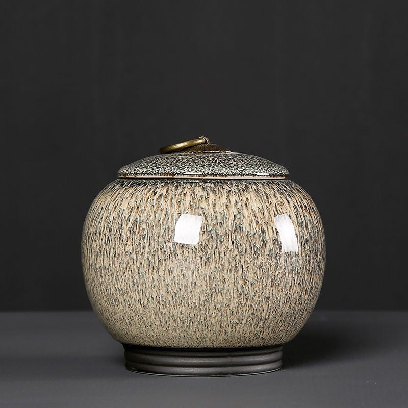 Kiln-Transformed Tenmoku Ceramic Tea Caddy - 250g
