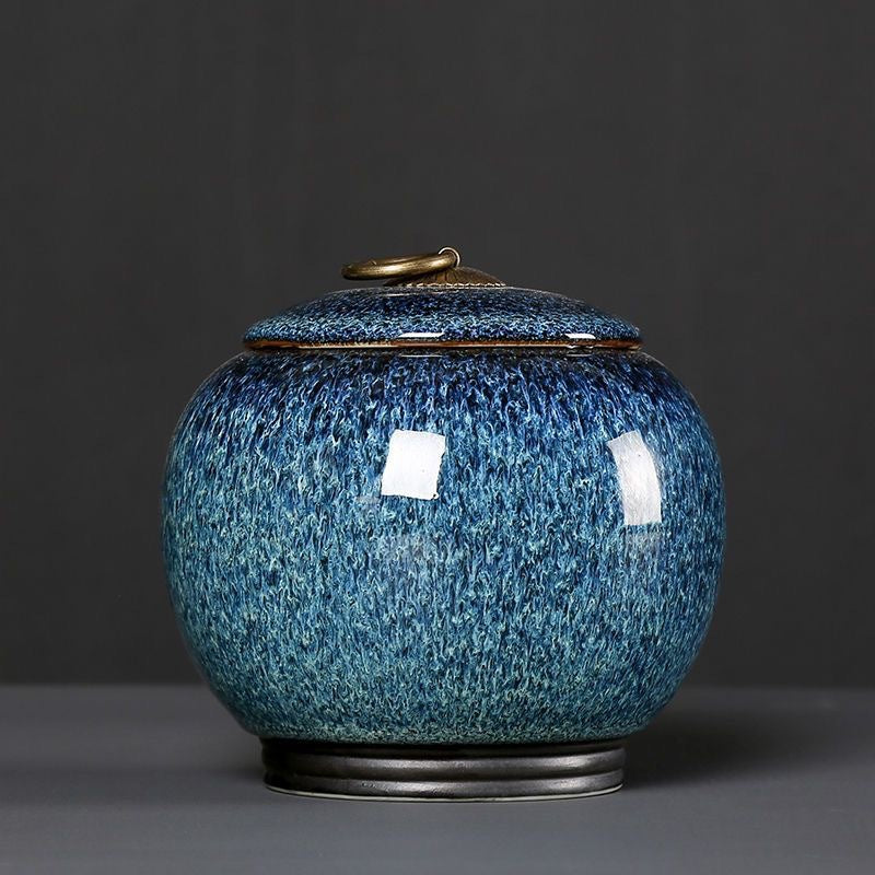 Kiln-Transformed Tenmoku Ceramic Tea Caddy - 250g